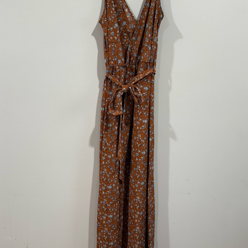Rust Floral Maxi Dress – Boho Wrap Style
